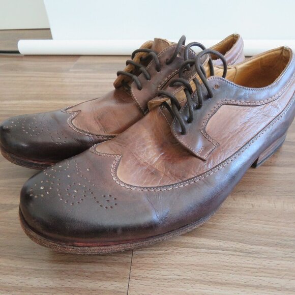 BED STU Bench Made Cobbler Series Wingtip Derby Brogue Shoes Brown Leather 10 - Picture 2 of 15